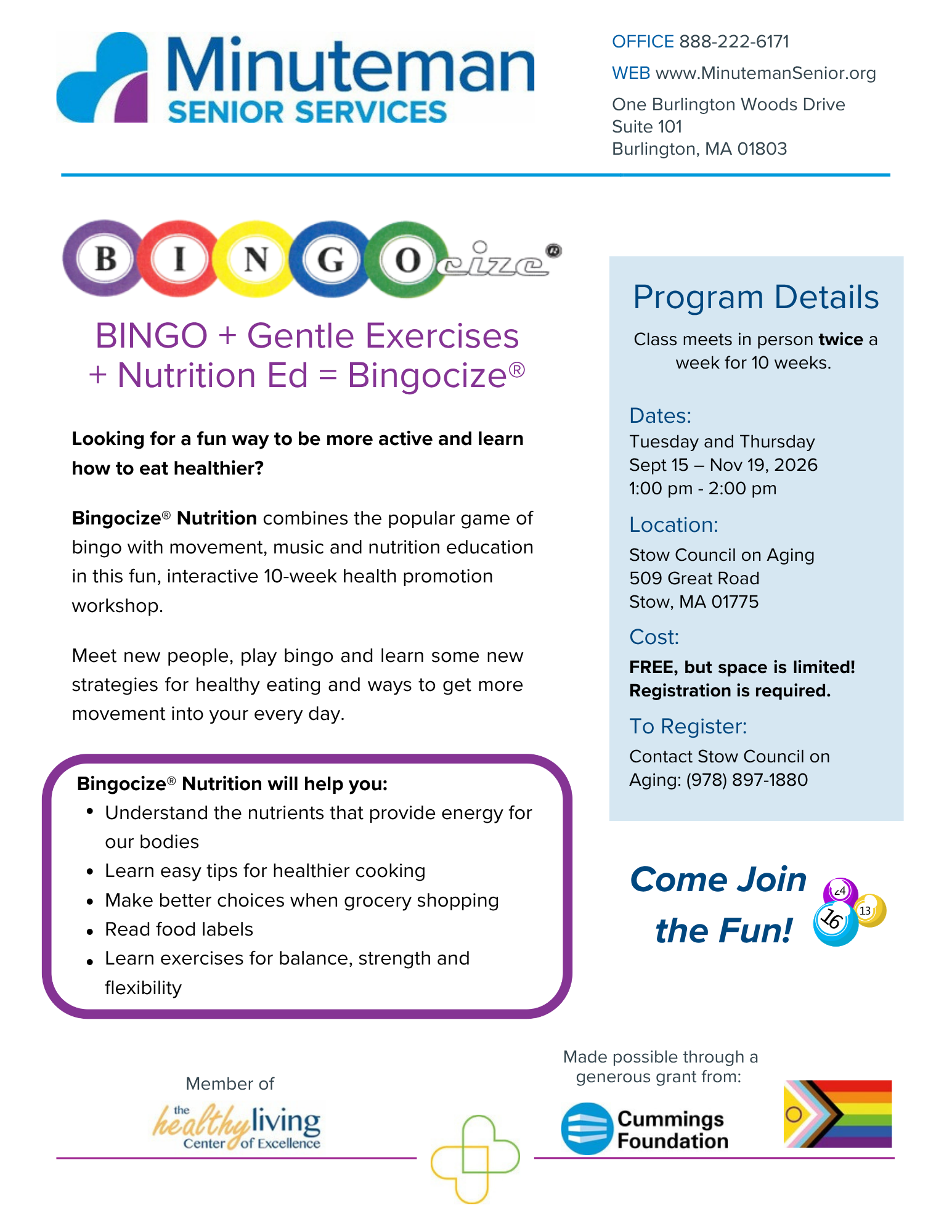 Healthy Living Workshops - Fall 2024